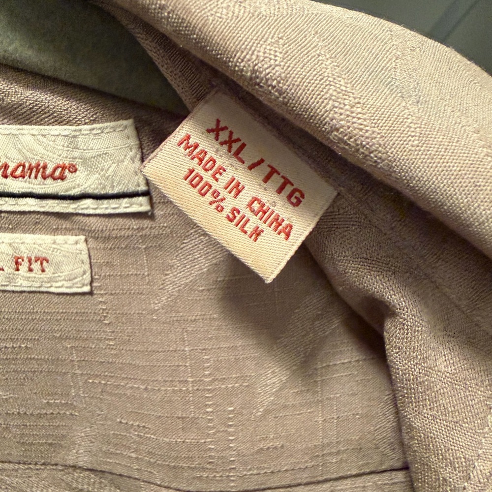 Tommy Bahama Light Beige Linen-Texture Shirt with Coral Logo Embroidery - Picture 5 of 5
